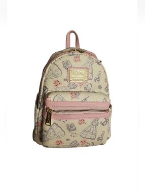 NWT Loungefly Disney Beauty & The Beast Belle AOP Mini Backpack